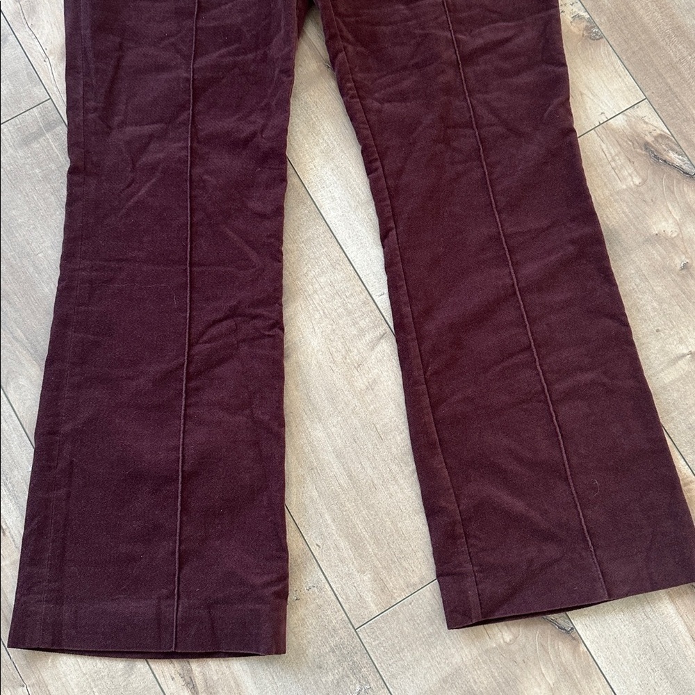 Mango Suede Burgundy Flare Pants Sz 6 - Picture 6 of 8